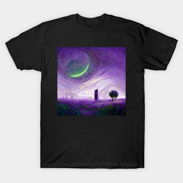 Alien Planet | Broken Moon T-Shirt by Kazaiart